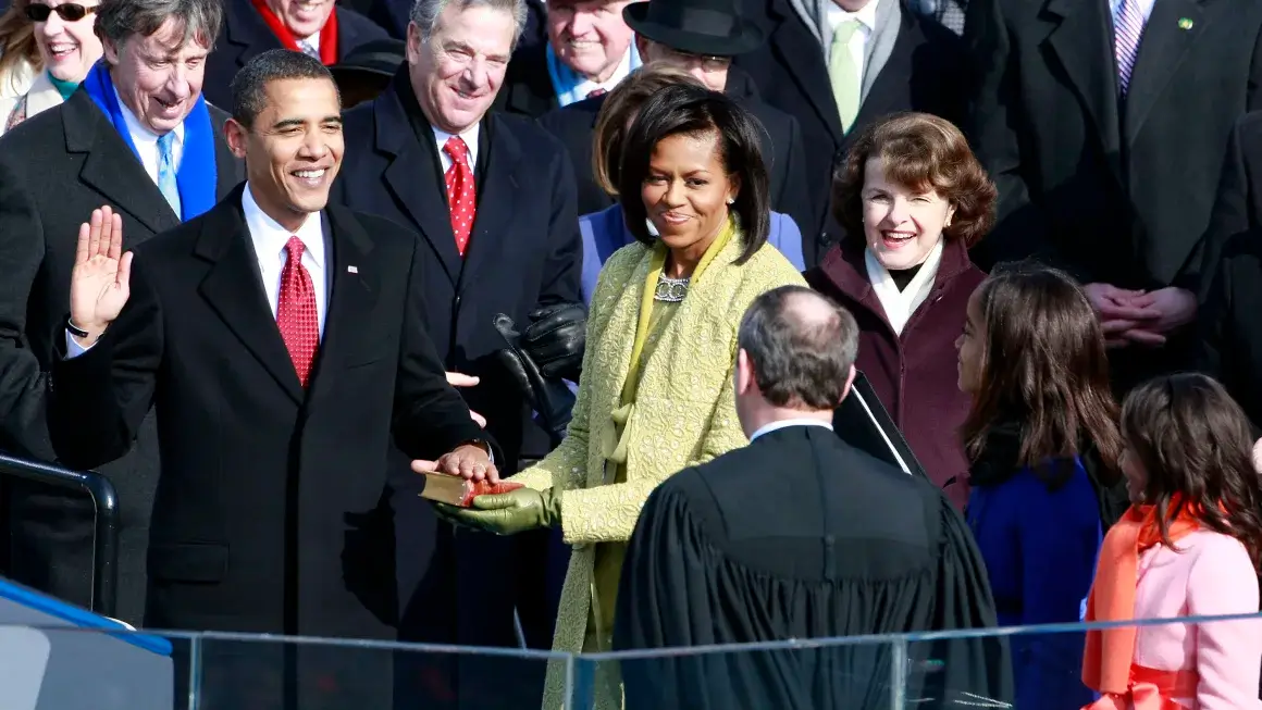 Obama told a story about America at his first inauguration 15 years ago.